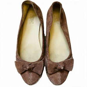 UGG Brown Suede Bow Flats Slip on Ballerina SZ 9